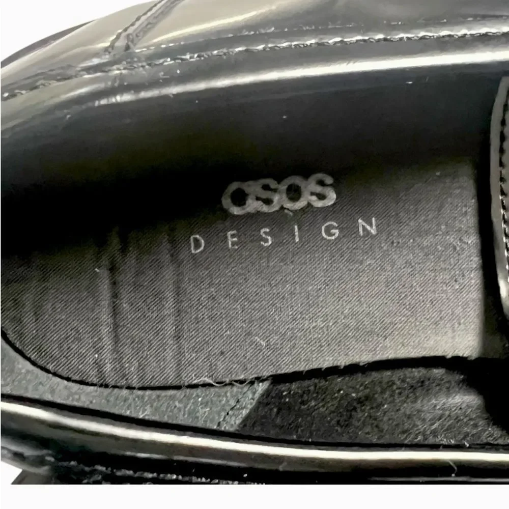 ASOS Design Black Loafers with Gold Accent Sz 9